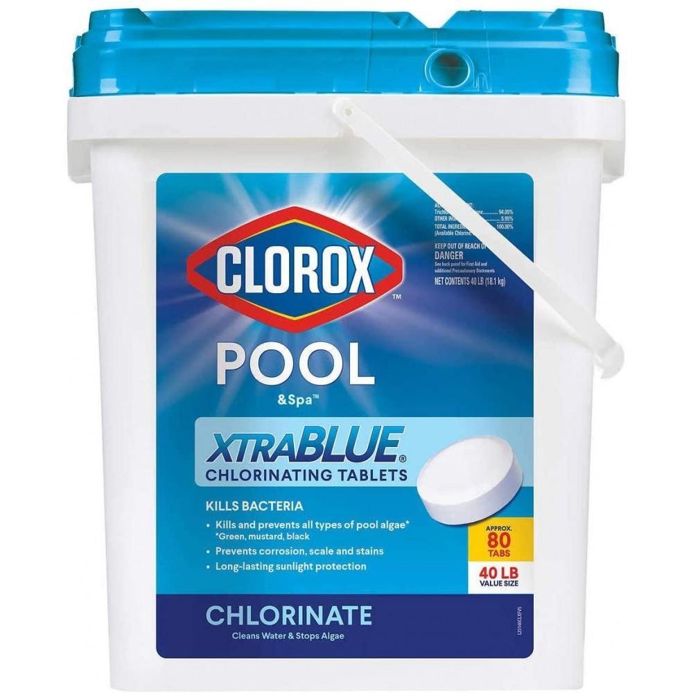 Clorox Xtra Blue 40 Pound 80 Tab Pool and Spa 3 Inch Long Lasting ...